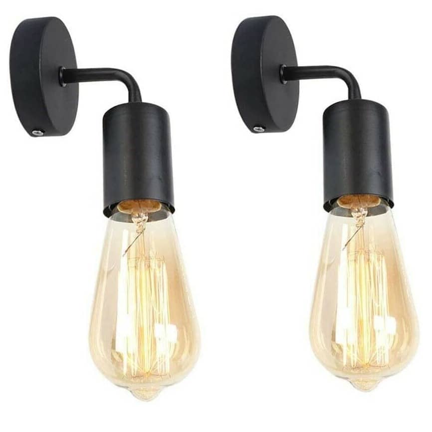 Beautiful Antique Glass Wall Light Black on Solid Metal Wall Decor Sconce (Pack of 2) Light
