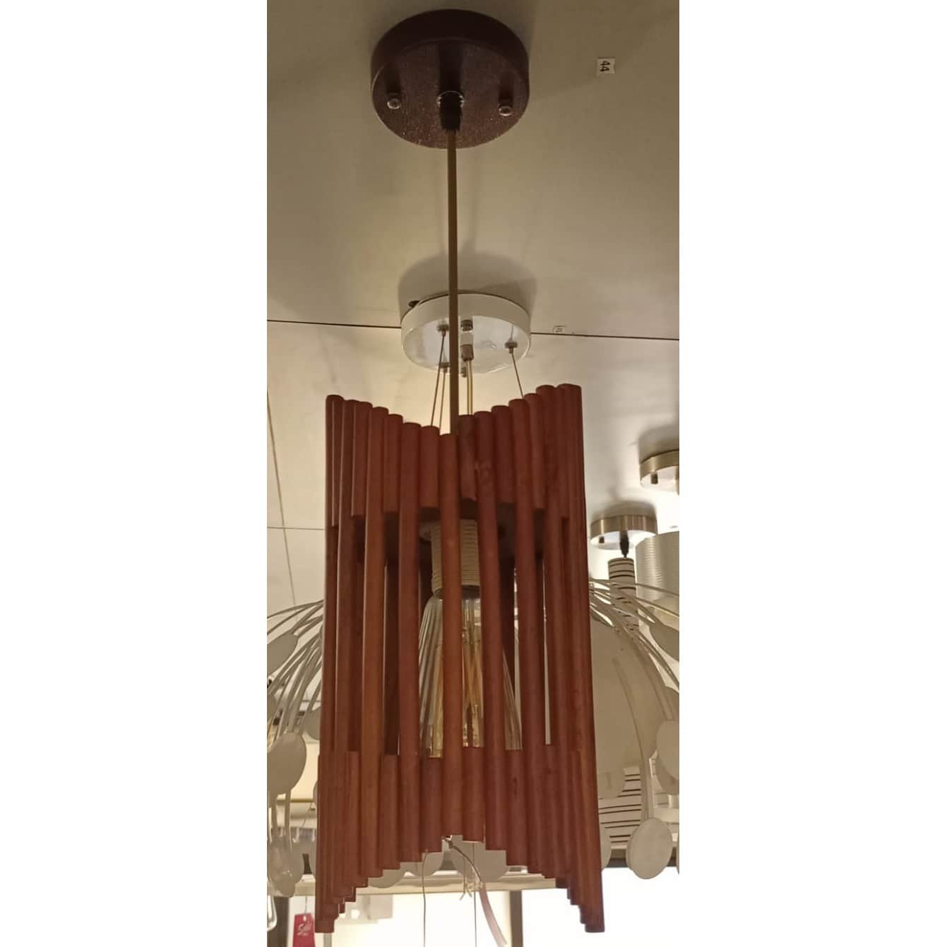 Wooden Hanging Pendant Ceiling Lamp - front_view