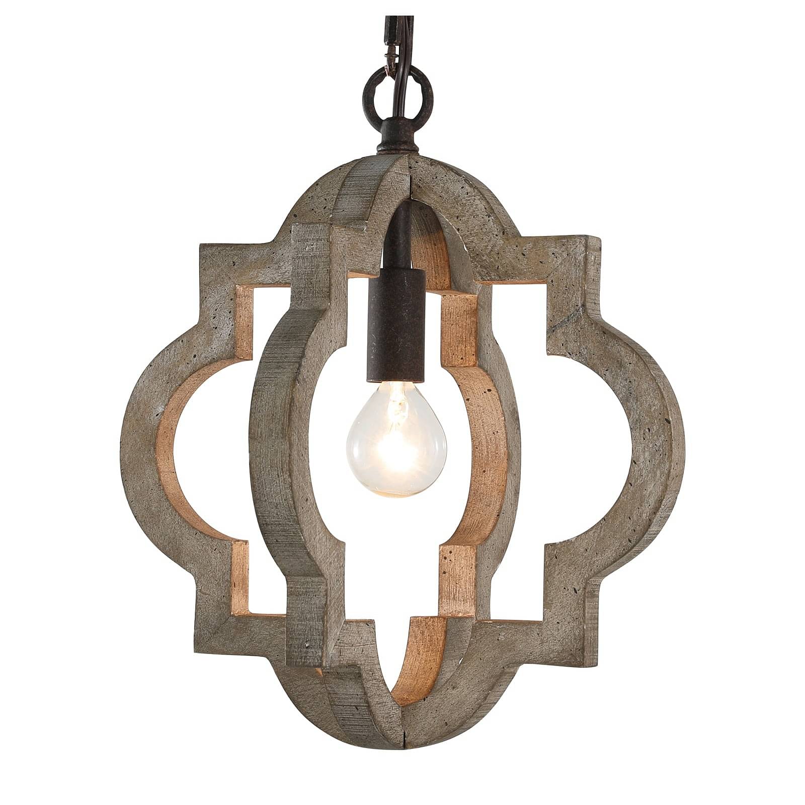 Farmhouse Rustic Hanging Wood and Metal Chandelier lamp