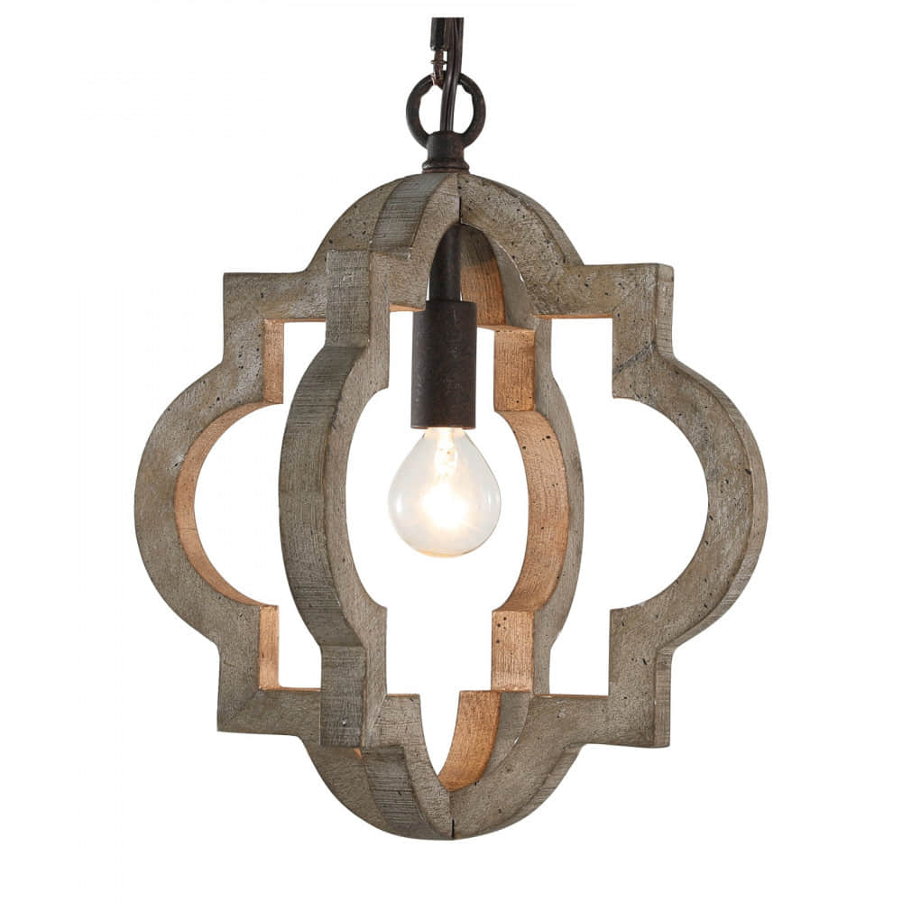 Farmhouse Rustic Hanging Wood and Metal Chandelier lamp - photo