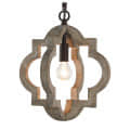 Farmhouse Rustic Hanging Wood and Metal Chandelier lamp - photo