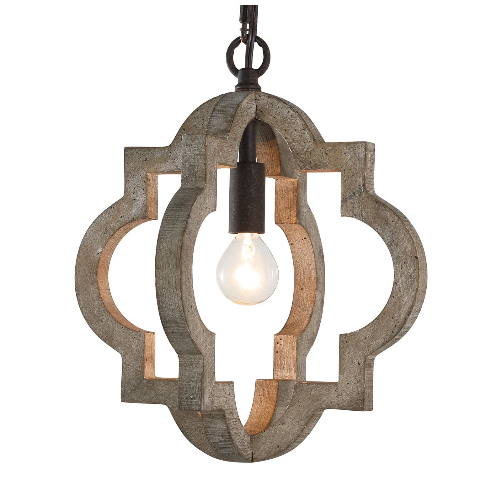 Farmhouse Rustic Hanging Wood and Metal Chandelier lamp