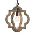 Farmhouse Rustic Hanging Wood and Metal Chandelier lamp - top_view