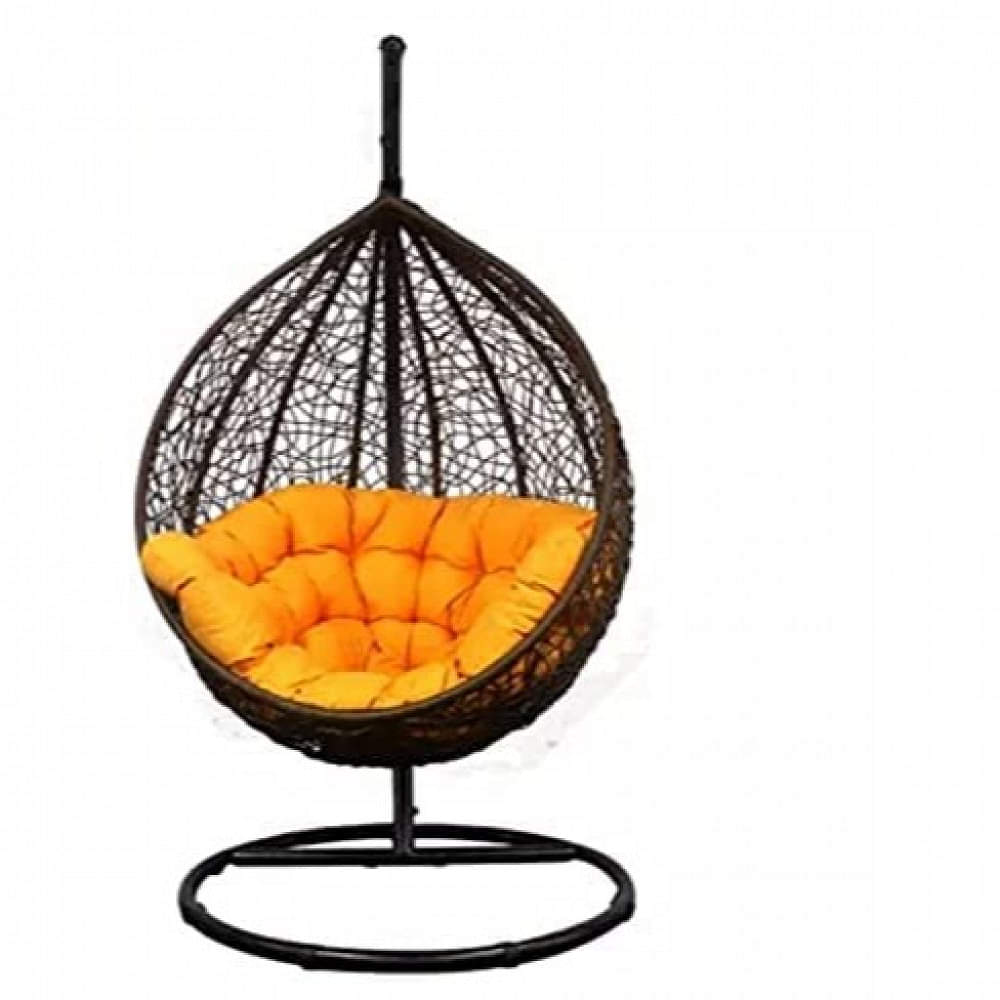 Single Seater Swing Chair With Yellow Cushions - photo