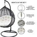 Outdoor Swing Chair With White Cushions - front_view