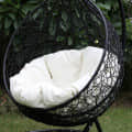 Outdoor Swing Chair With White Cushions - top_view