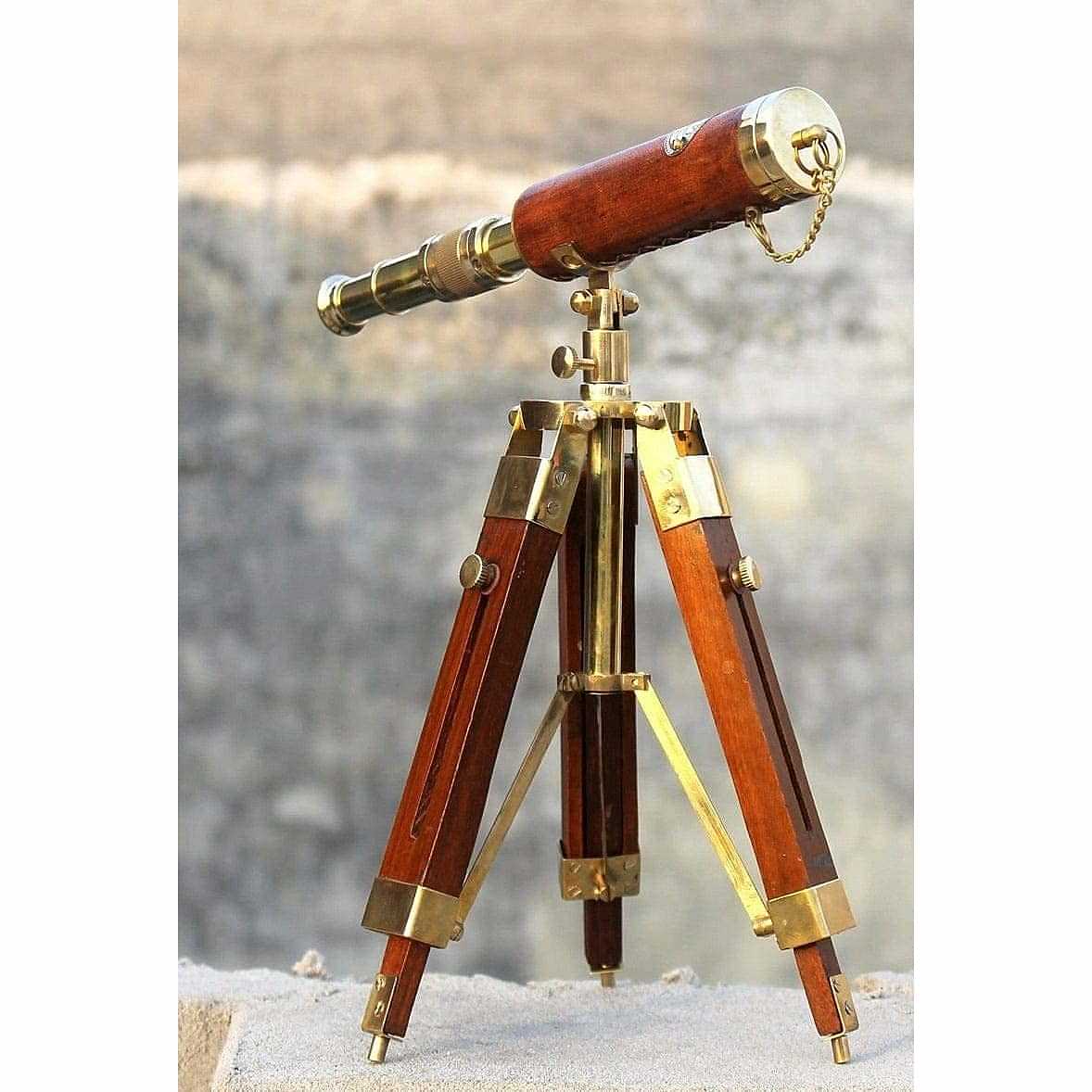 Finish Brass Telescope with Tripod Stand Collectible for Home Decor - photo