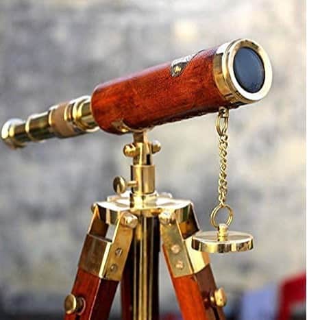 Finish Brass Telescope with Tripod Stand Collectible for Home Decor - top_view