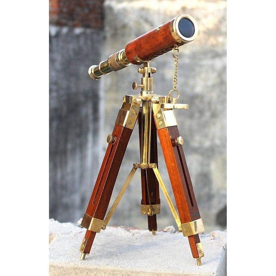 Buy Finish Brass Telescope with Tripod Stand Collectible for Home Decor  upto 70% OFF at Apkainterior