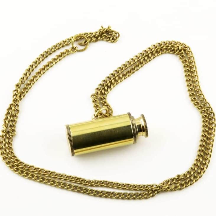 Brass Telescope Necklaces for Birthday, Wedding, Best Man, Home Decor Gift - front_view