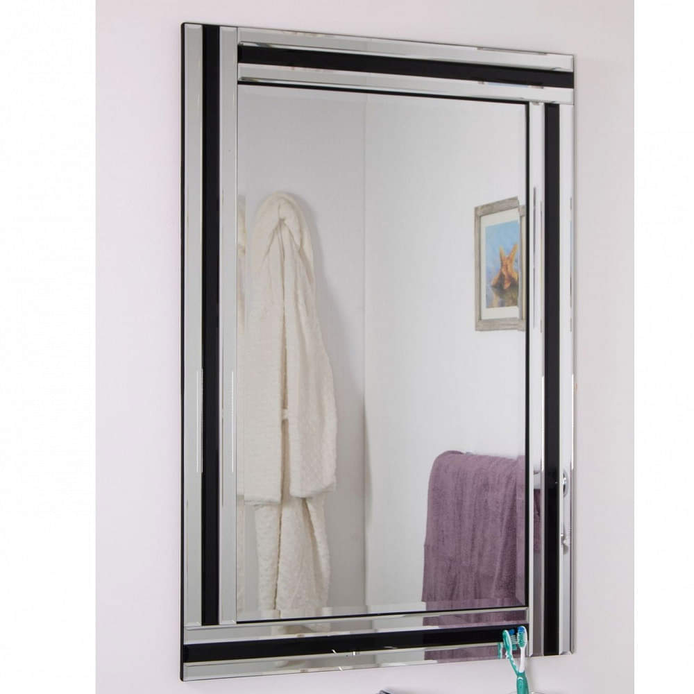Frameless Decorative Mirror With Black Border 18 x 24" - photo