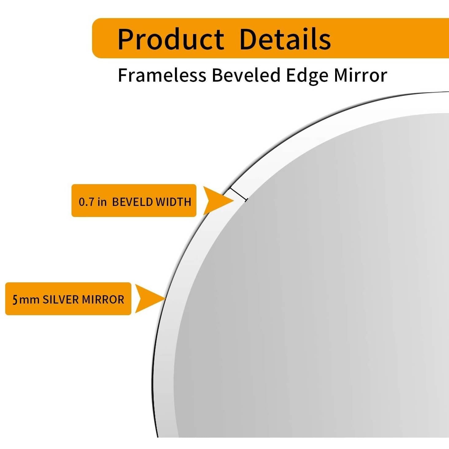 Modern Frameless Decorative Round Mirror 18"