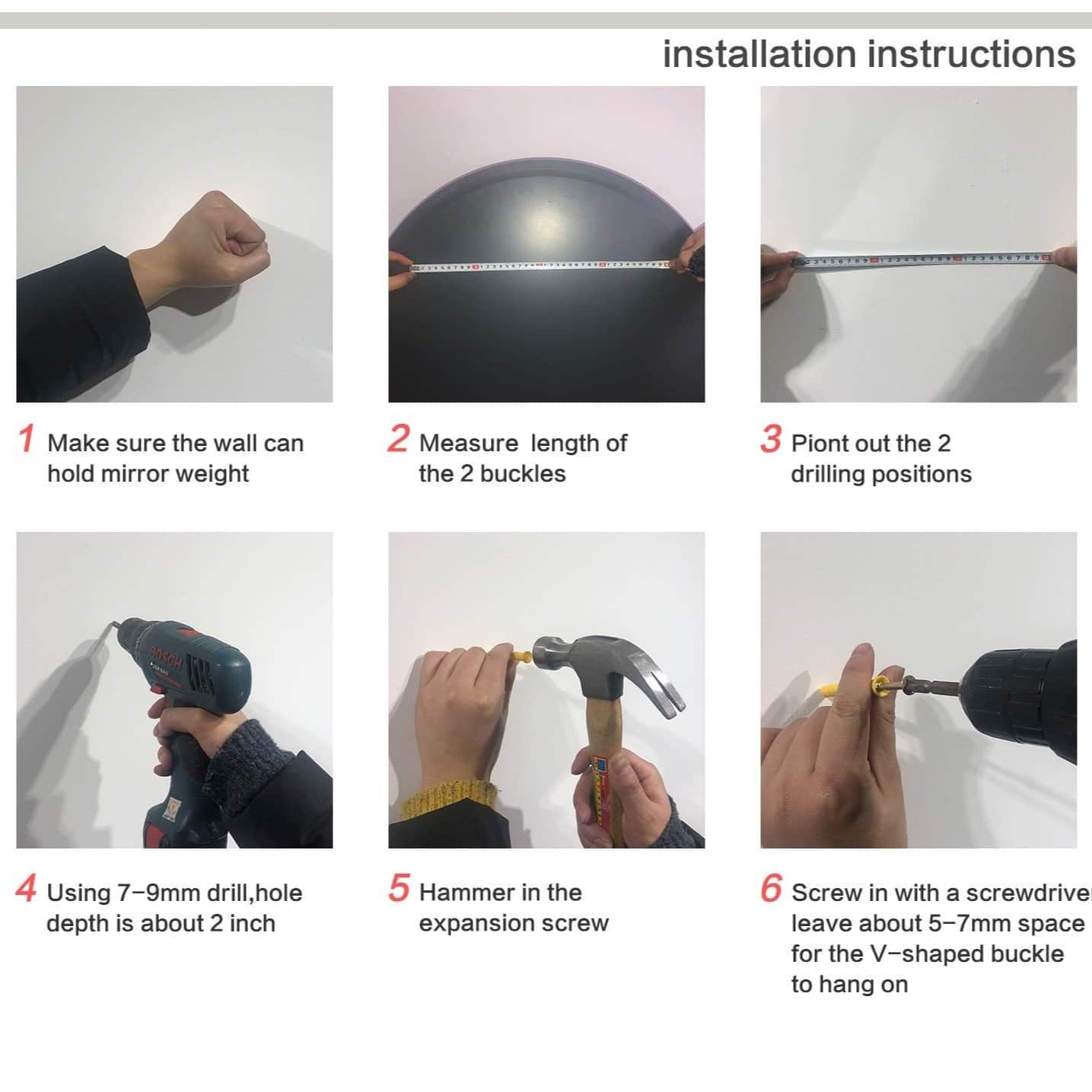 Frameless Black Round Mirror 24" - top_view