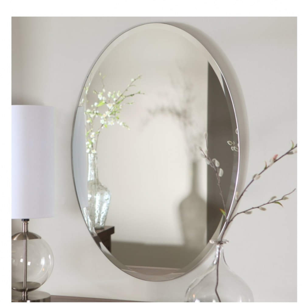 Frameless Decorative Oval Mirror  (18 X 24) - photo
