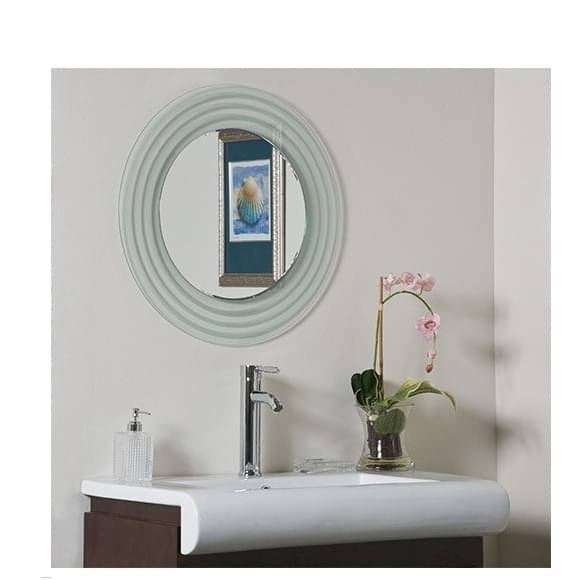 Frameless Decorative Round Bathroom Mirror 24"