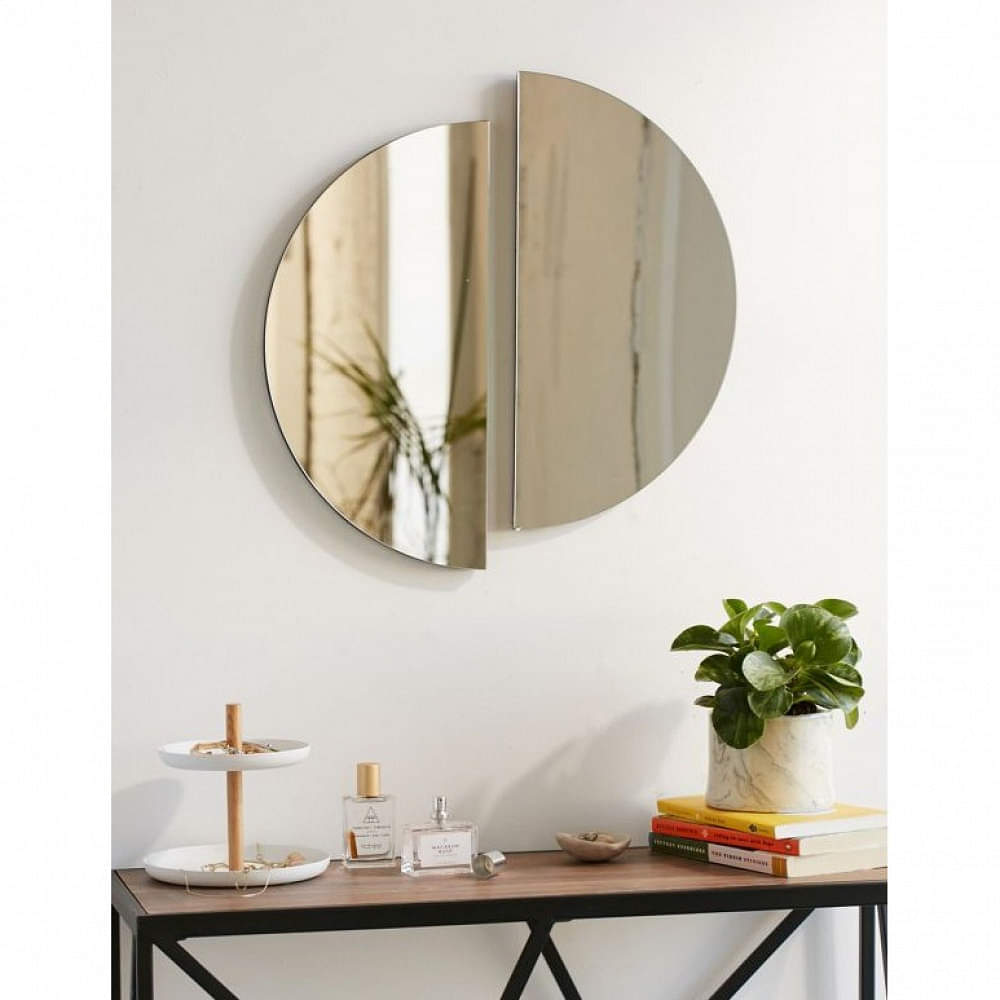 Half Round Frameless Decorative Mirror 12 X 24" (Set Of 2 Pcs) - photo