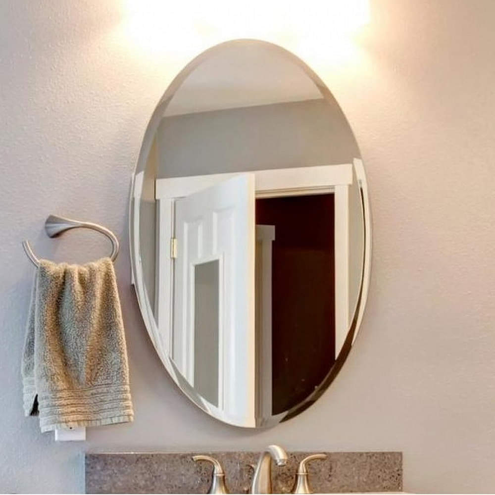 Frameless Oval Shape Decorative Mirror 12X18" - photo