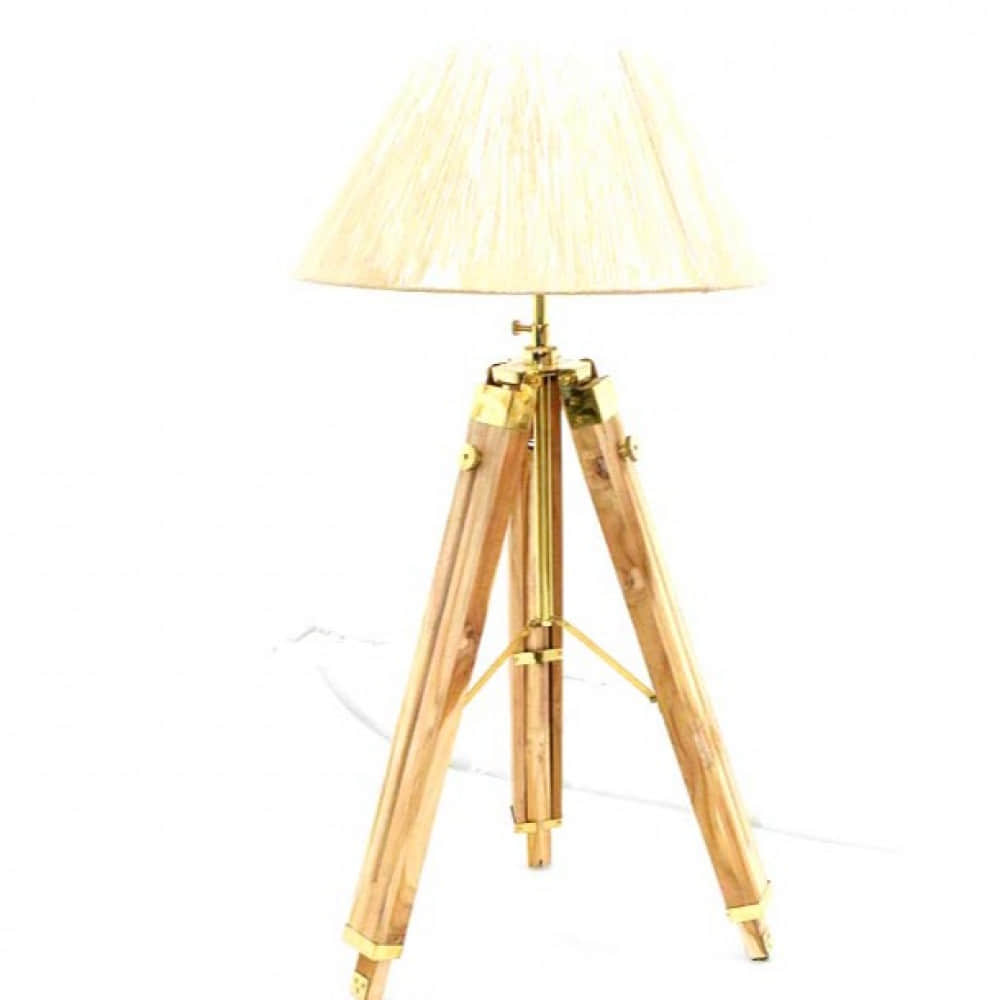 Tripod Table Lamp with Wood Base - photo