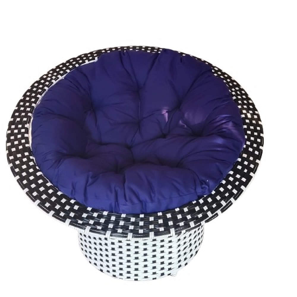 Outdoor Basket Chair With Blue Cushion - photo
