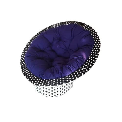 Outdoor Basket Chair With Blue Cushion - front_view