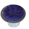 Outdoor Basket Chair With Blue Cushion - rear_view