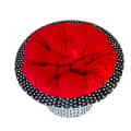Outdoor Basket Chair With Red Cushions - front_view