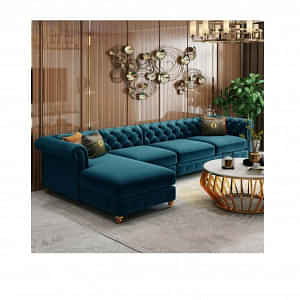 L- Shape Chesterfield  Blue sofa - photo