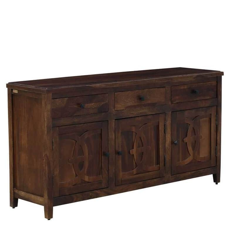 Dark Teak Finish Wooden Sideboard - top_view