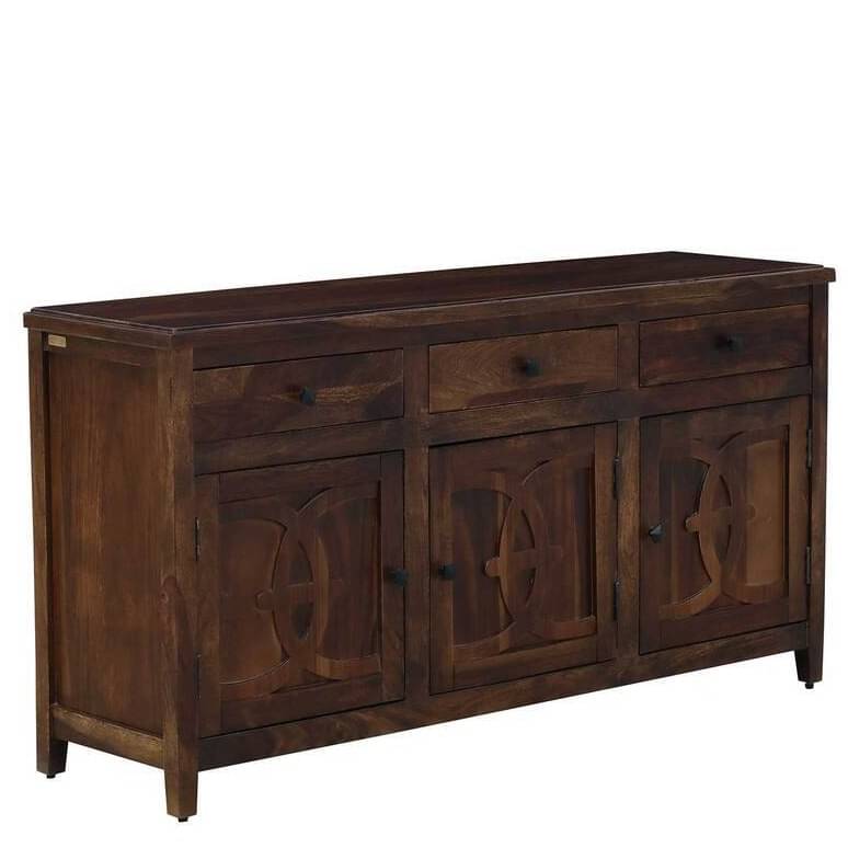 Dark Teak Finish Wooden Sideboard