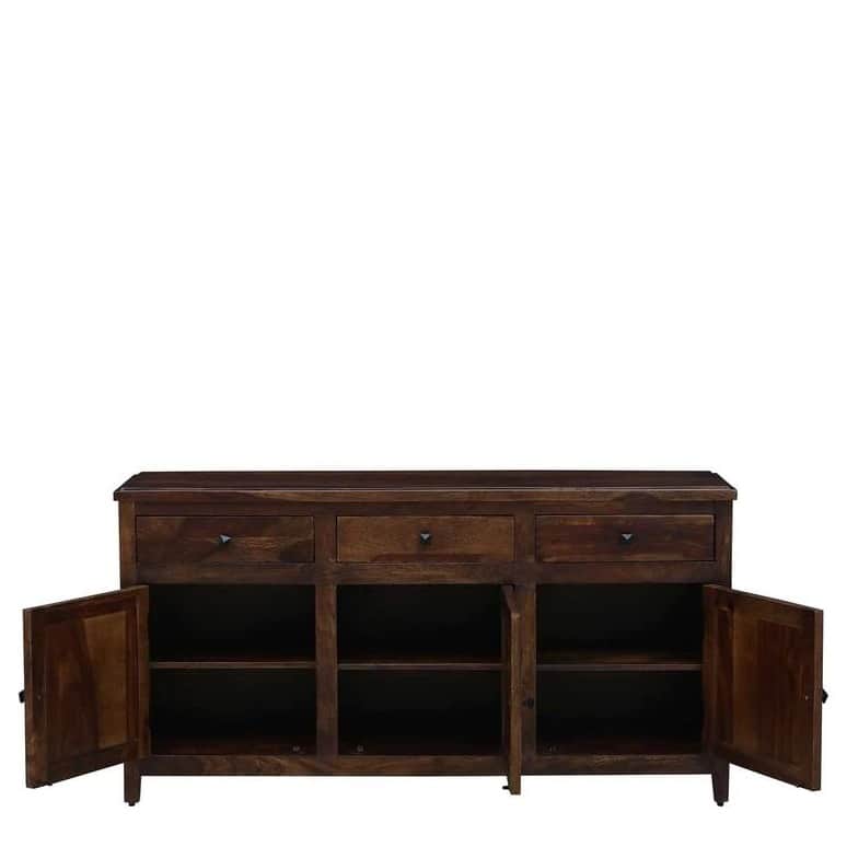 Dark Teak Finish Wooden Sideboard - rear_view