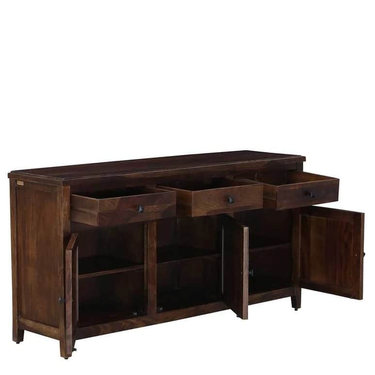 Dark Teak Finish Wooden Sideboard - left_view