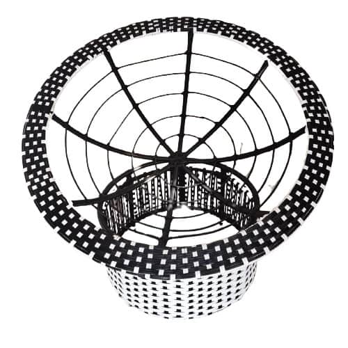 Outdoor Basket Chair With Blue Cushion - top_view