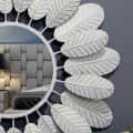Round Mirror Wall Décor Flower White Color - front_view