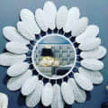 Round Mirror Wall Décor Flower White Color - top_view