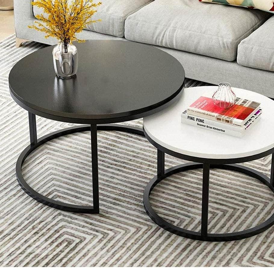 Marble Top Nesting Coffee Table Set Of 2 - front_view