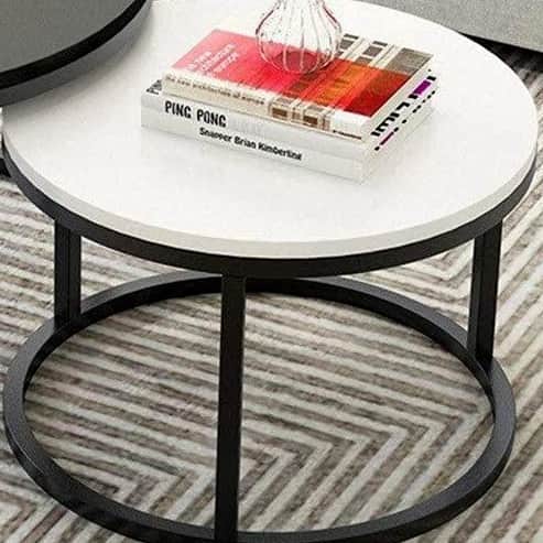 Marble Top Nesting Coffee Table Set Of 2 - rear_view