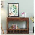 Console Table In Rustic Teak Finish - photo