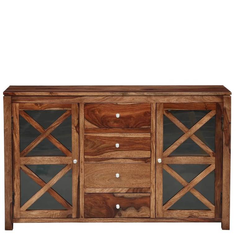 Rustic Teak Finish Wooden Sideboard