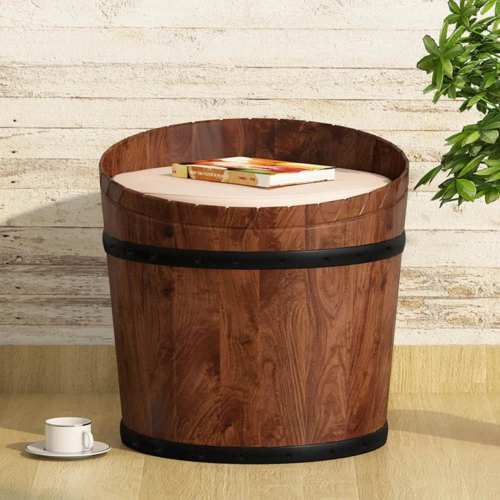 Monet Wooden Stool/Ottoman With Cushion - photo