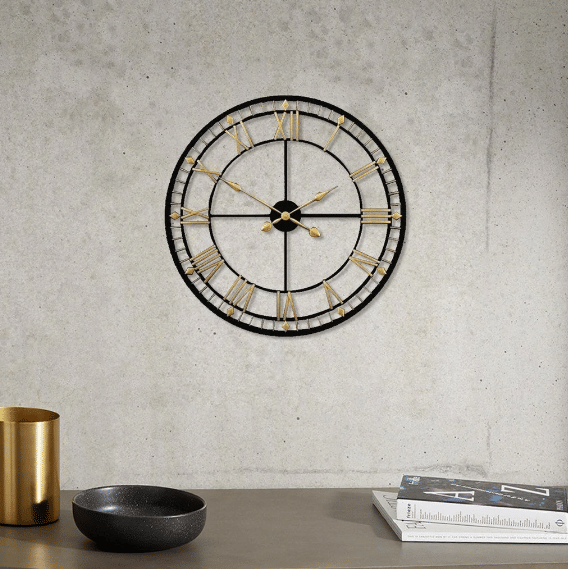 Black & Gold Designer Wall Clock - front_view