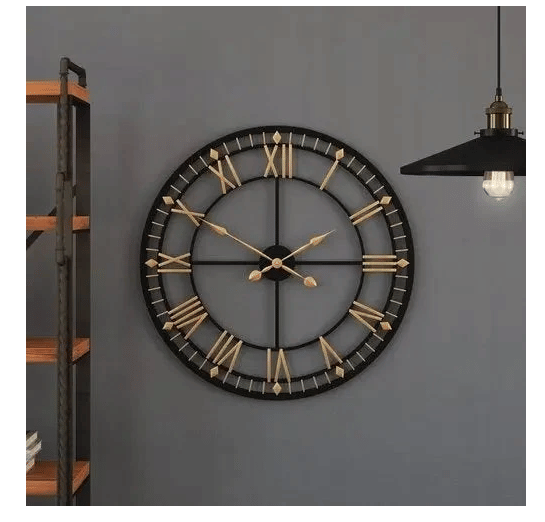 Black & Gold Designer Wall Clock - top_view
