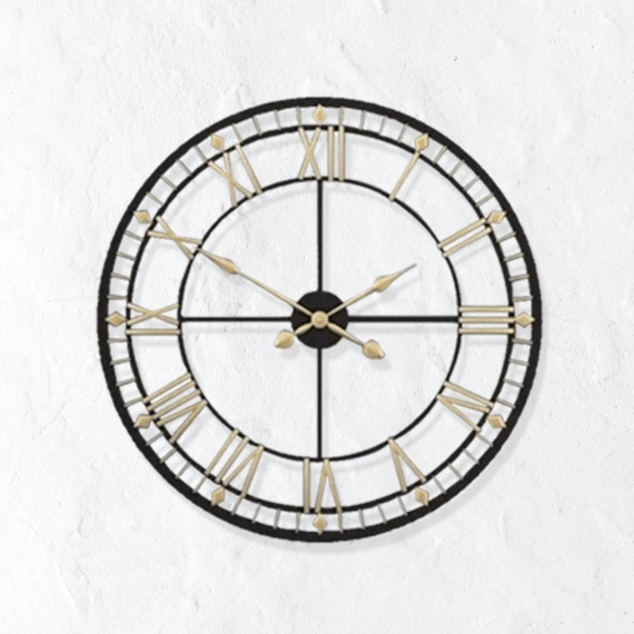 Black & Gold Designer Wall Clock - rear_view