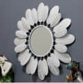 Round Mirror Wall Décor Flower White Color - rear_view