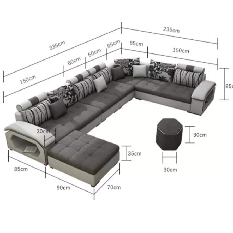 U Shaped Sofa Dimensions Baci Living Room