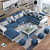 U Shape Sofa Set 9 Seater With Tea Table & 4 Puffy (Blue) - front_view