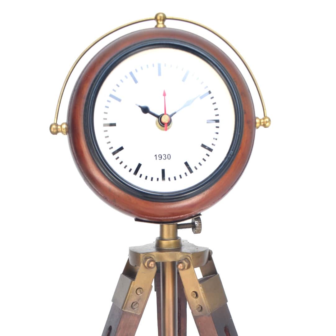 Table Clock With Tripod Stand - front_view