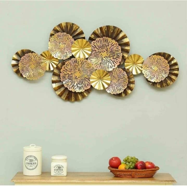 Abstract Metal Wall Art In Gold - rear_view