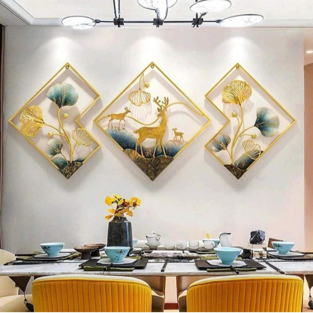 Designer Deer Multicolor Metal Wall Art - photo
