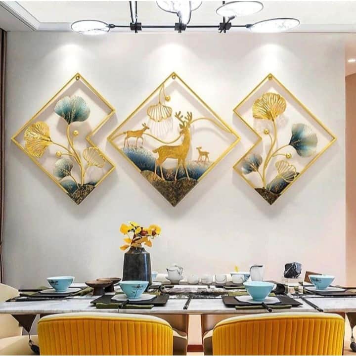 Designer Deer Multicolor Metal Wall Art - top_view