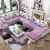 U Shape Sofa Set 9 Seater With Tea Table & 4 Puffy (Purple) - photo